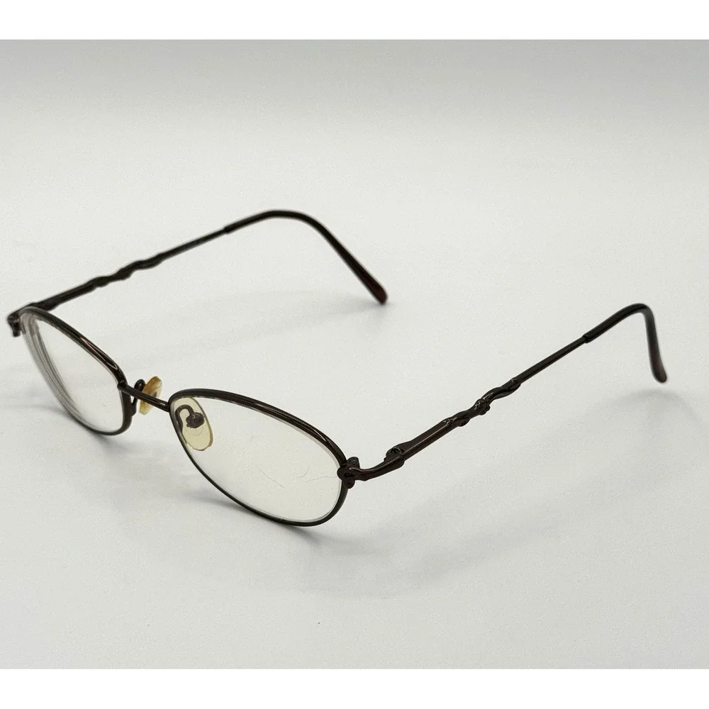 Vintage Round Metal Eyeglass Frames Brown Italia Dark Academia Librarian READ